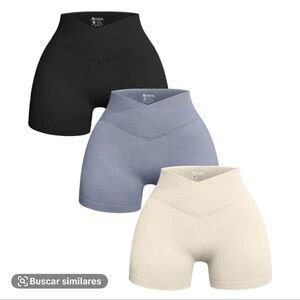 High Waist Women's Shorts - Black, Blue, Cream